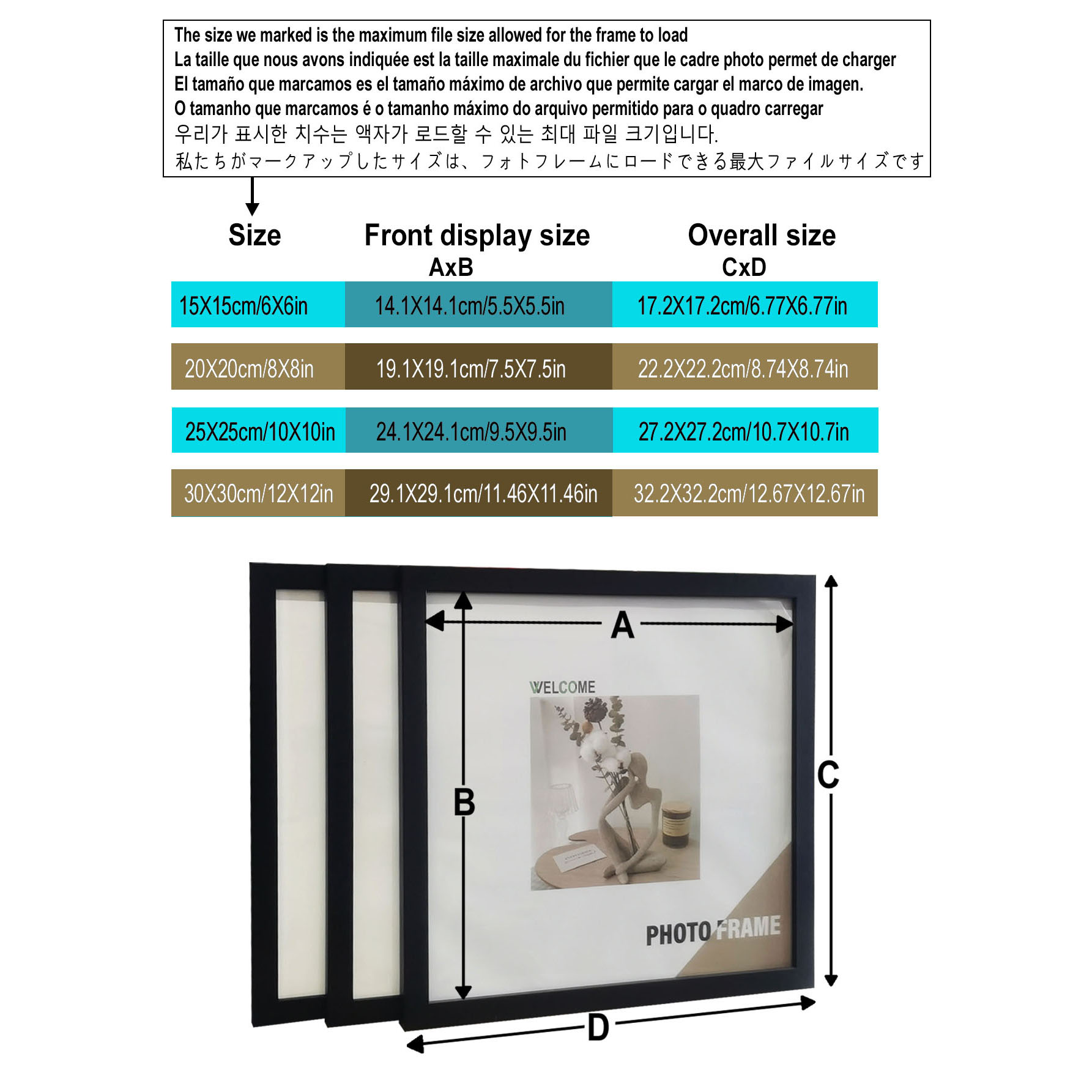 3Pcs Wood Square Photo Frames  - огляд і ціна Engraved Wood Frame